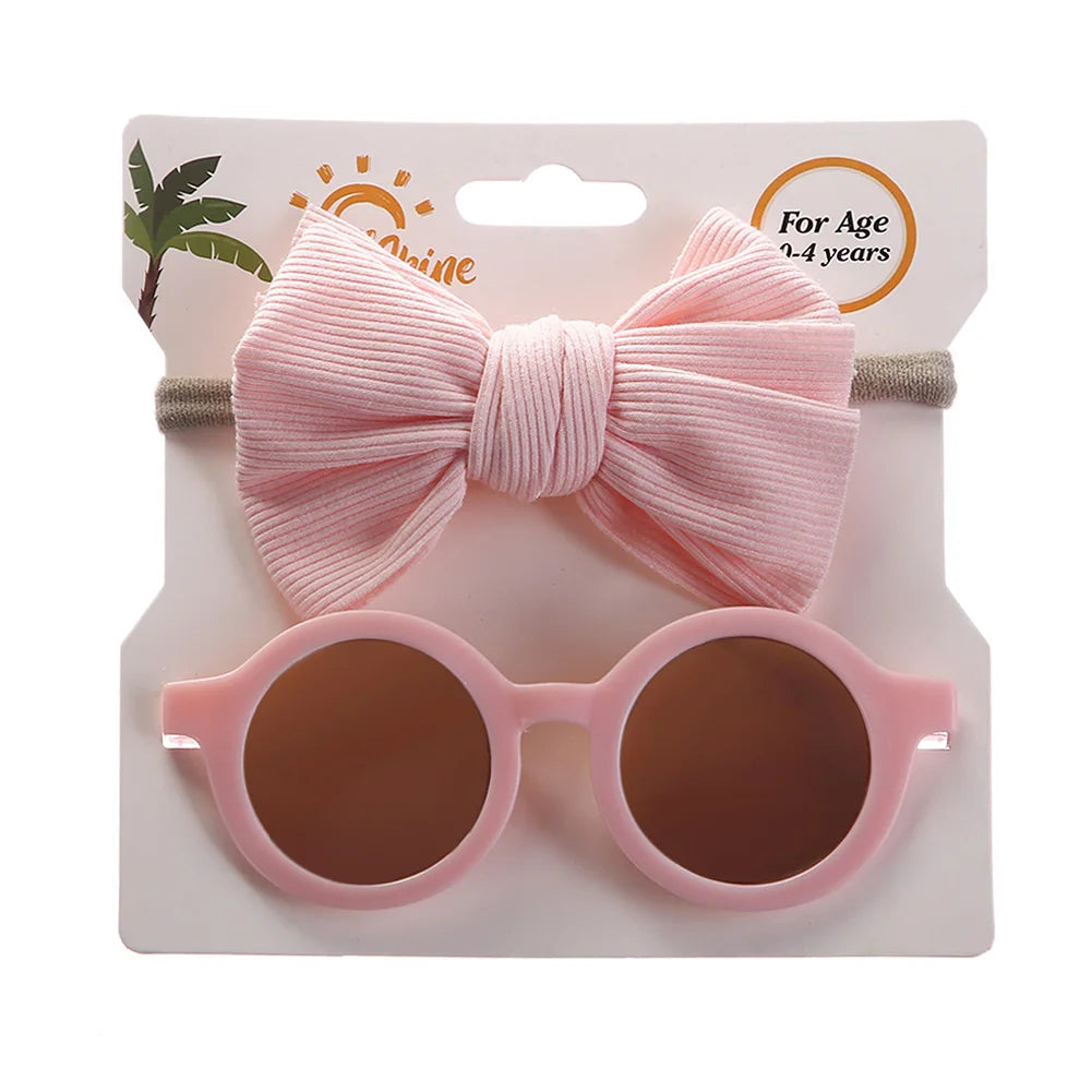 2Pcs/Set Baby Round Sunglasses Children Vintage Sun glasses