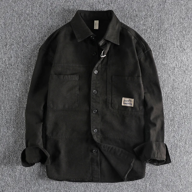 Heavyweight Autumn Men's Long Sleeve Shirt Daily Versatile