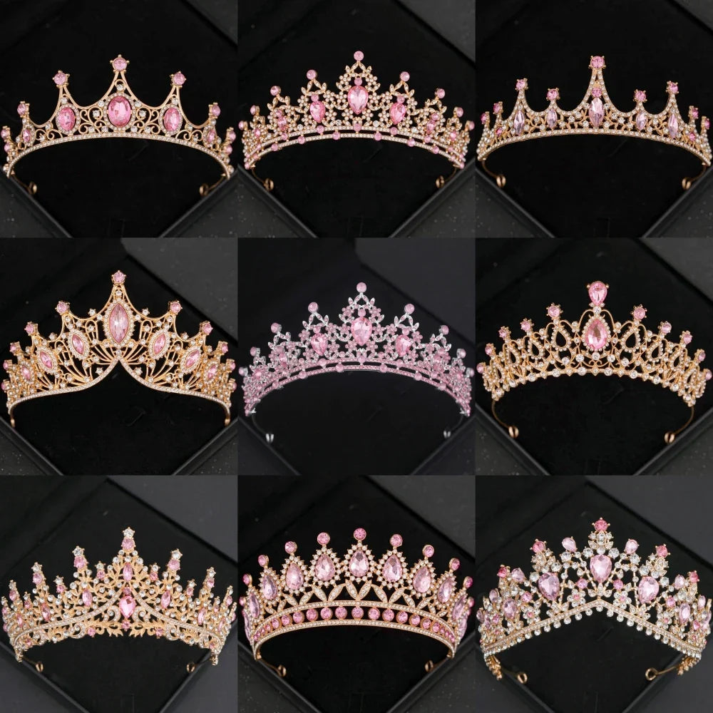 Pink Crystal Tiaras And Crowns Rhinestone Prom Diadem