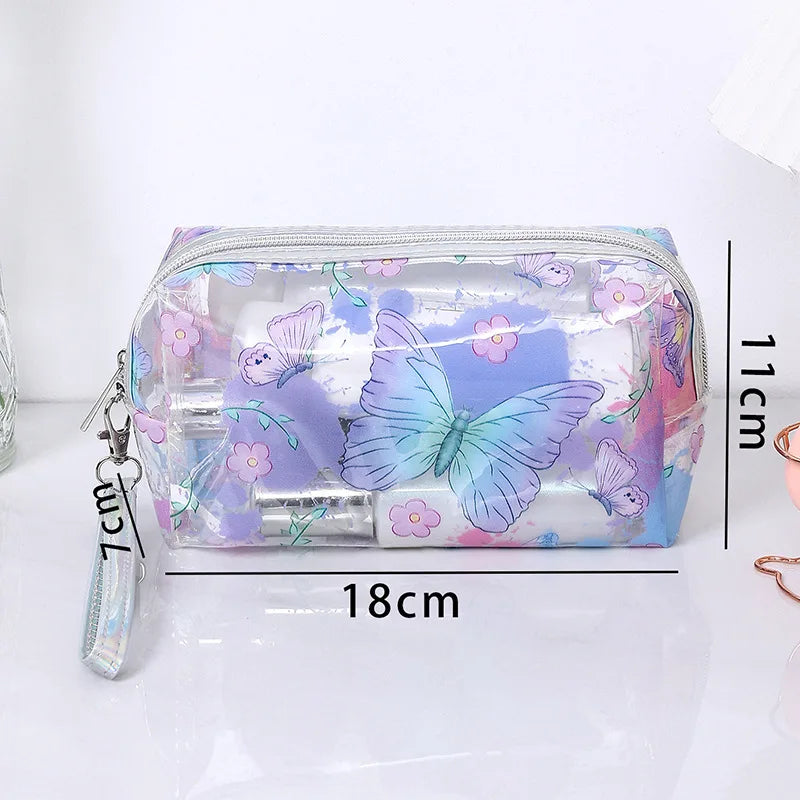 Strawberry Butterfly Fruit Print Clear Makeup Bag Fashion