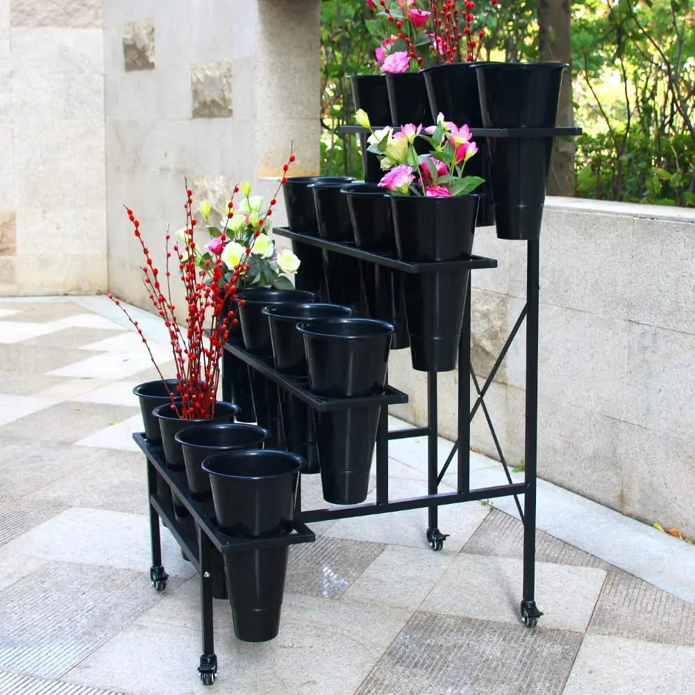 Flower Display Stand with 16pcs Plastic Buckets