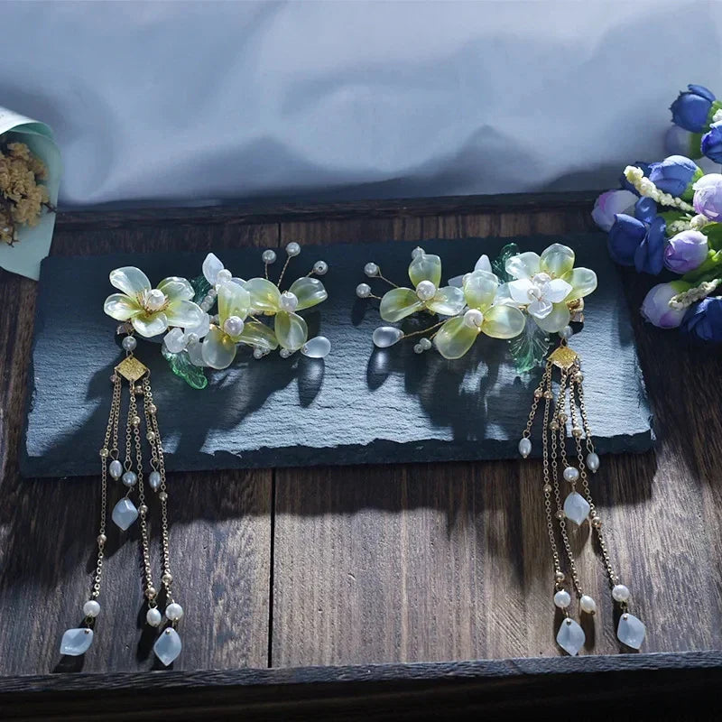Chinese Hair Clips Girls Hanfu Hair Accessories Green