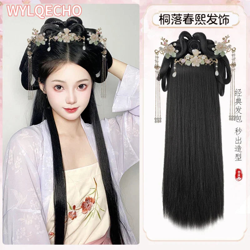 Hanfu Cosplay Wigs Women Black Anime Ancient Chinese