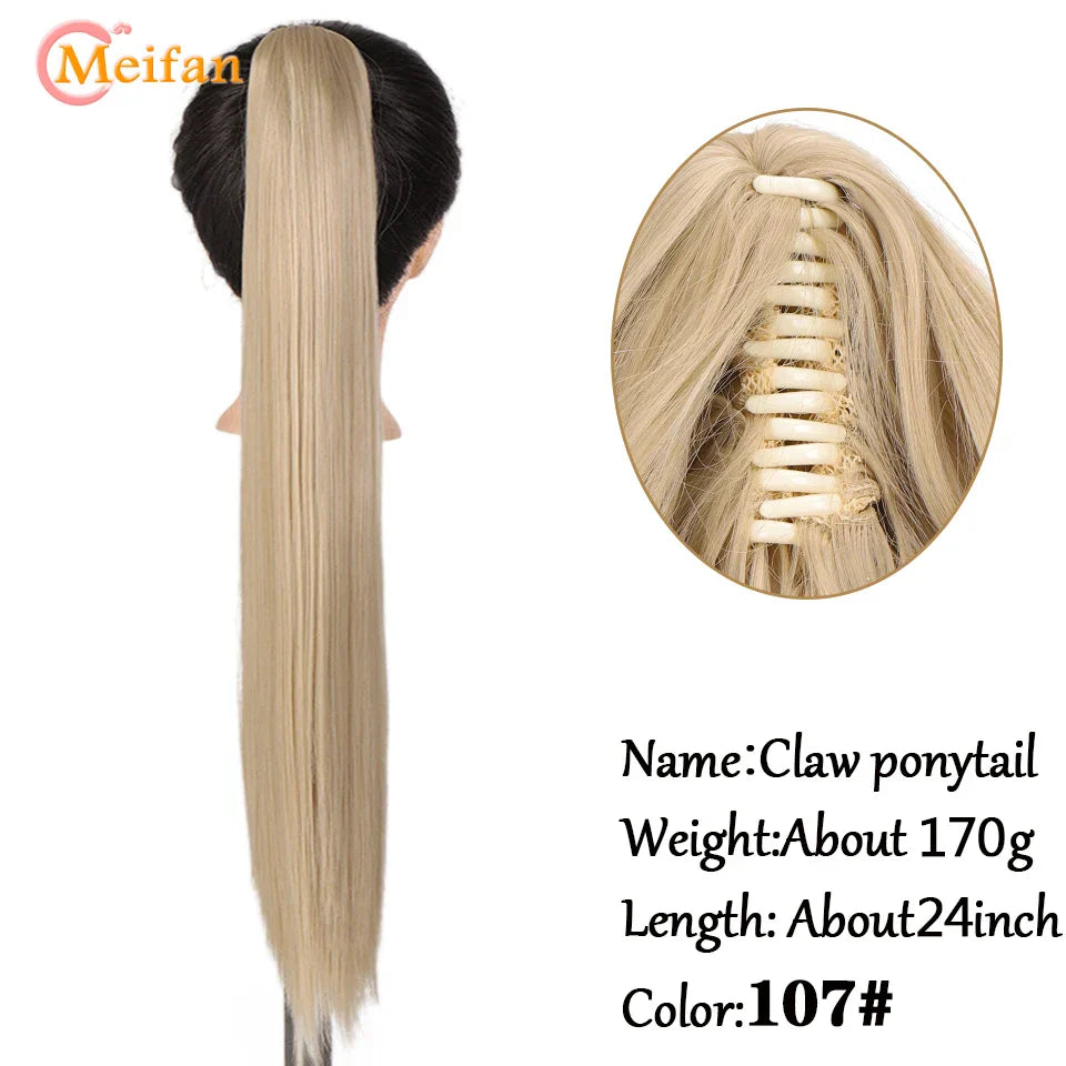 MEIFAN Long Synthetic Wavy Clip in Hair Ponytail