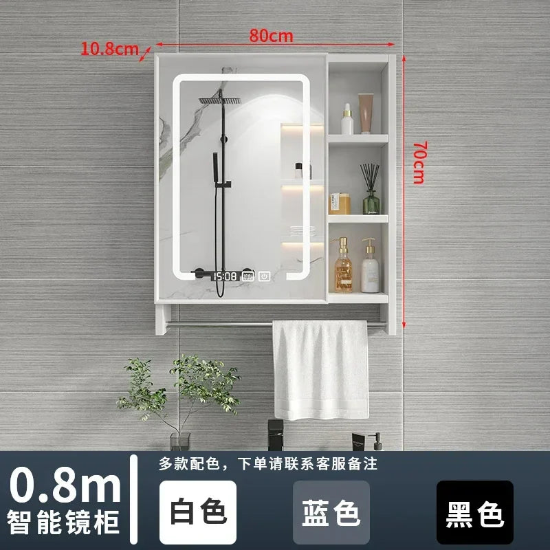 Italian Aluminum Alloy Smart Bathroom Mirror Cabinets Luxury