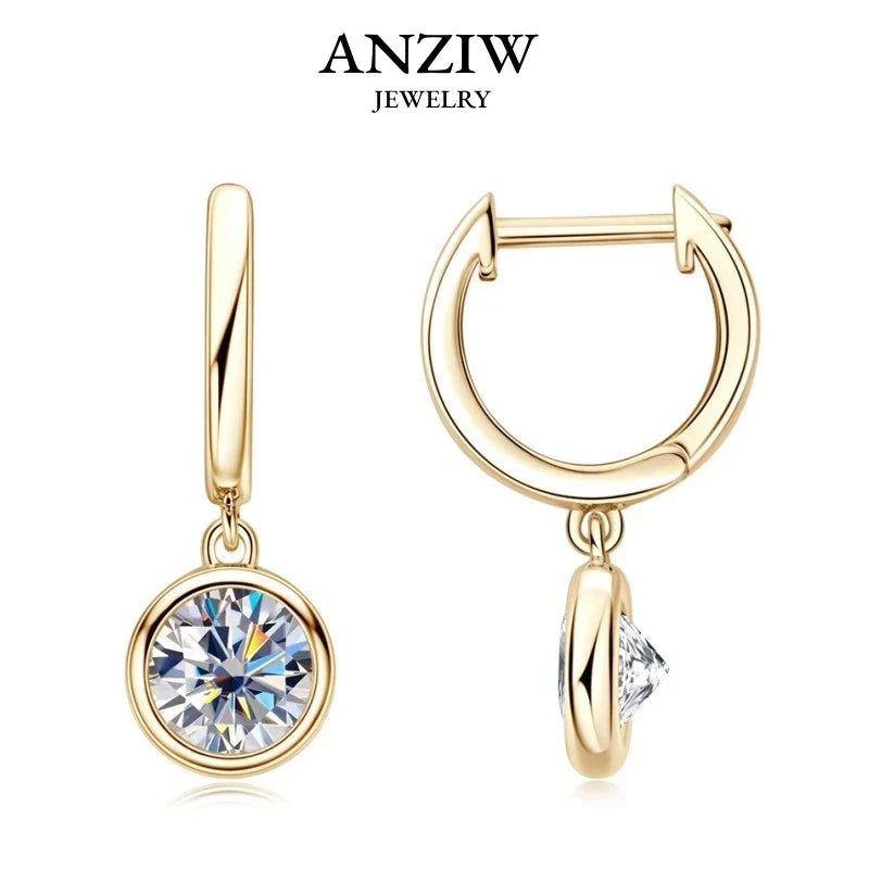 Anziw 2023 Trend Women's Gold Hoop Earrings Genuine