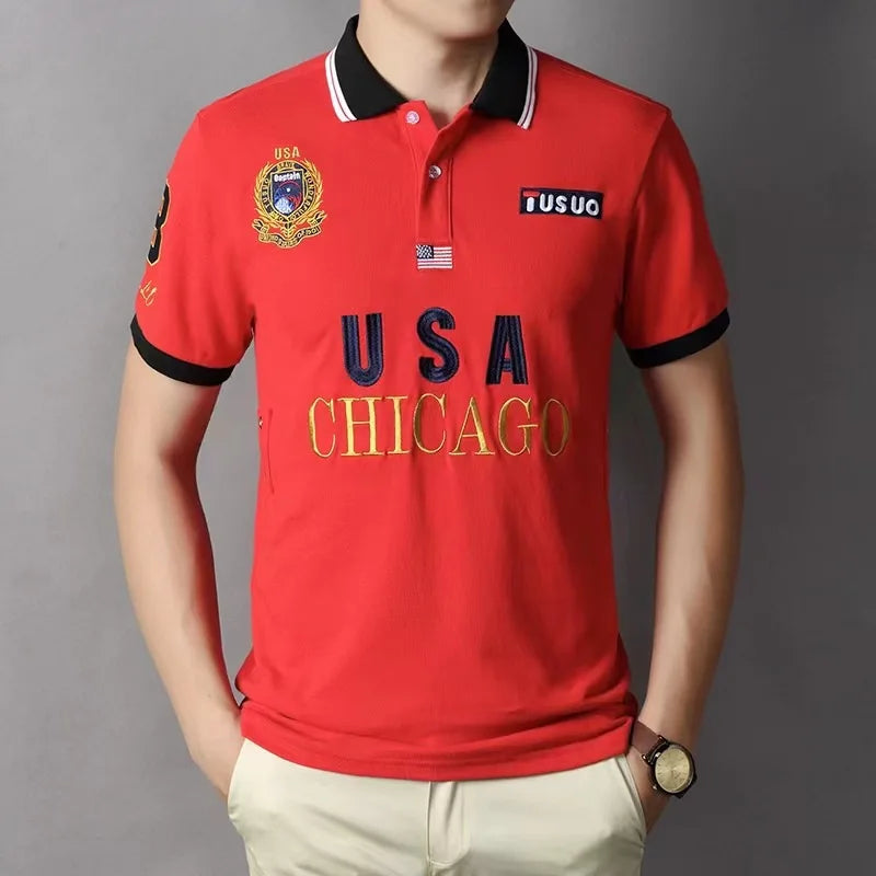 Summer High Quality Embroidery Polo Shirt Men Business