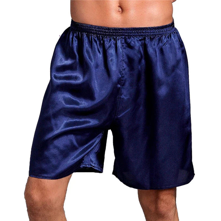 Mens Silk Satin Loose Boxers Briefs Pajamas Casual