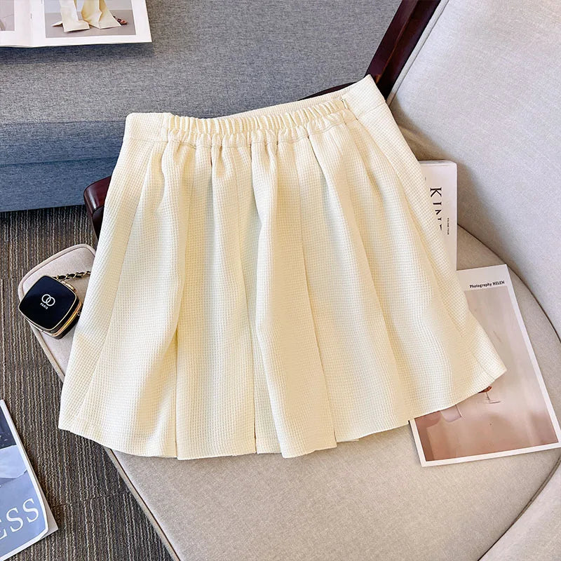 63638 Womens Thin Pleated Skirt Simple Short Skirt