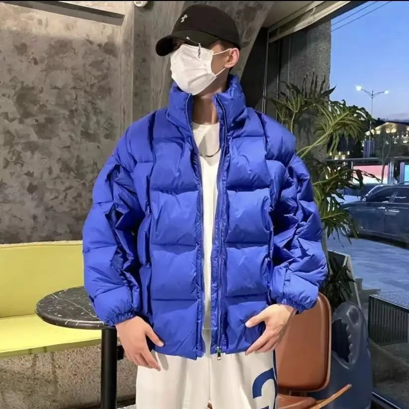 Winter Men's Cotton Padded Jacket Puffer Loose Solid
