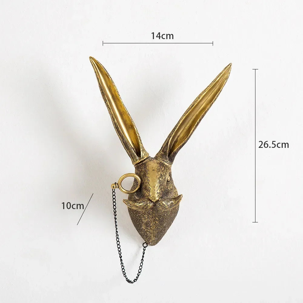 Antique Bronze Resin Animal Pendant Golden Deer Head