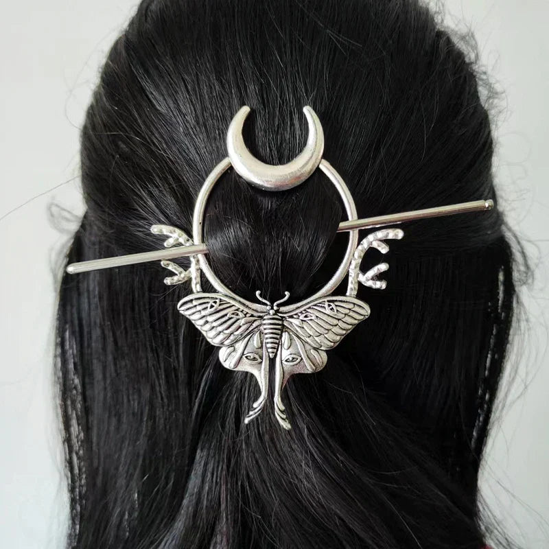 Witch Woodland Goddess Crescent Moon Dragonfly Hairstick Fairy
