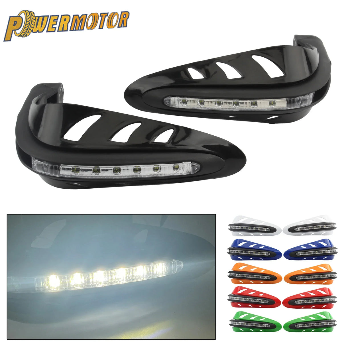 Motorcycle Hand Guards With LED Signal Lights 12V