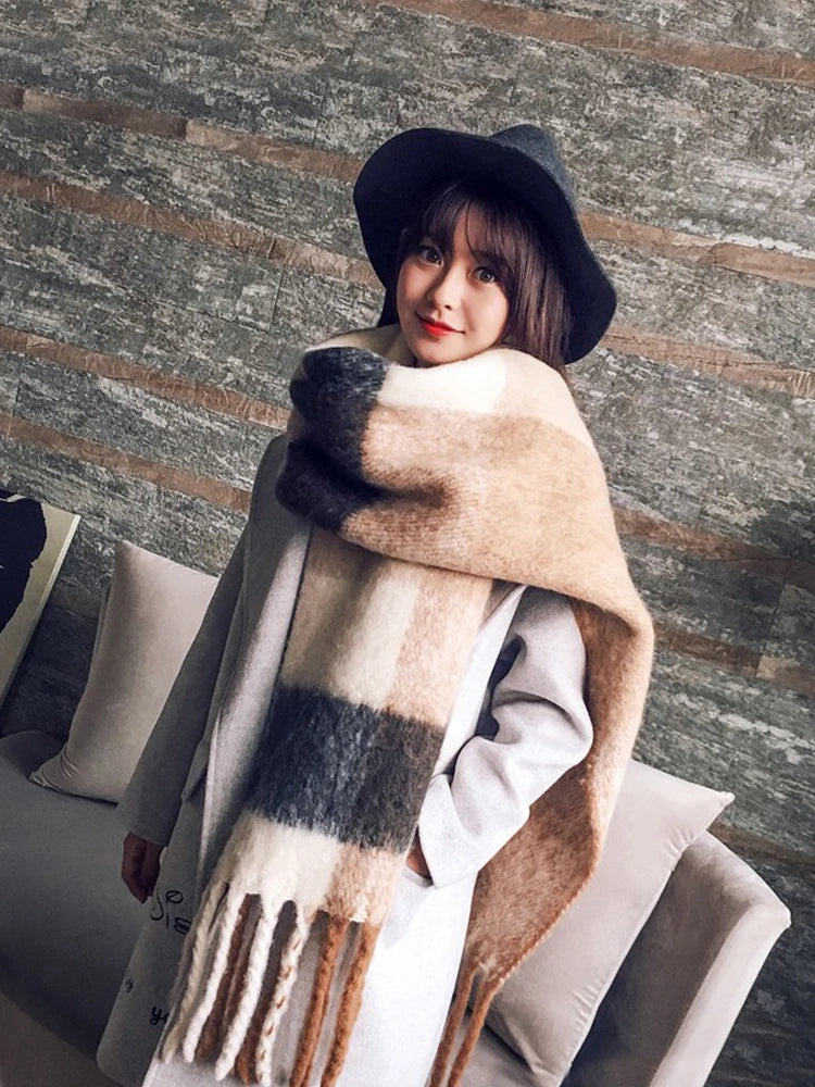 Free Shipping 2023 Winter Plaid Vintage Scarf Women