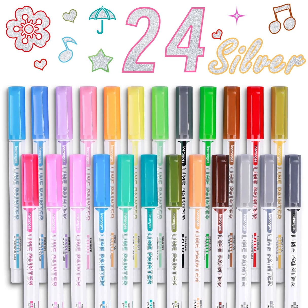 8/9/12/24 Highlighter Color Double Line Contour Pens Contour