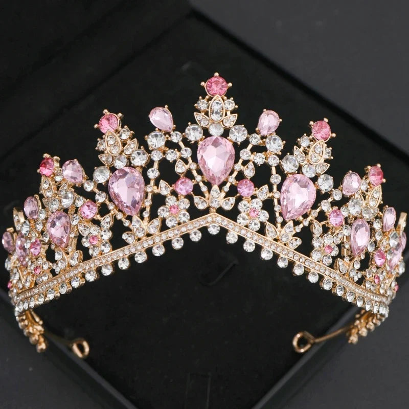 Pink Crystal Tiaras And Crowns Rhinestone Prom Diadem