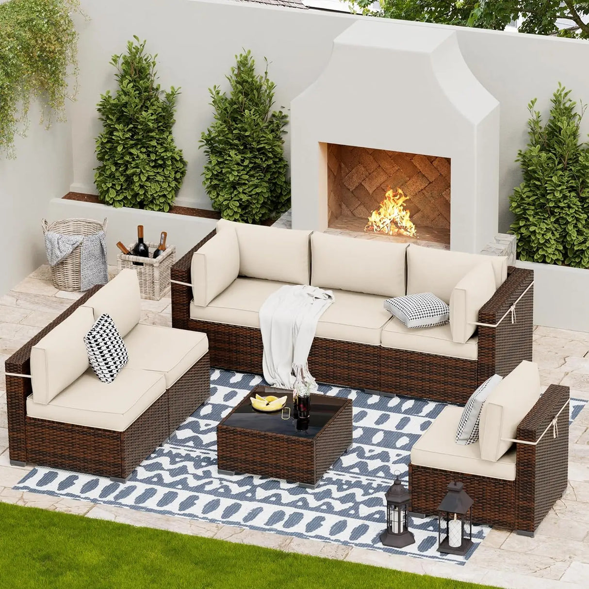 Patio Furniture Sets, Modular Rattan Outdoor Patio Sectional