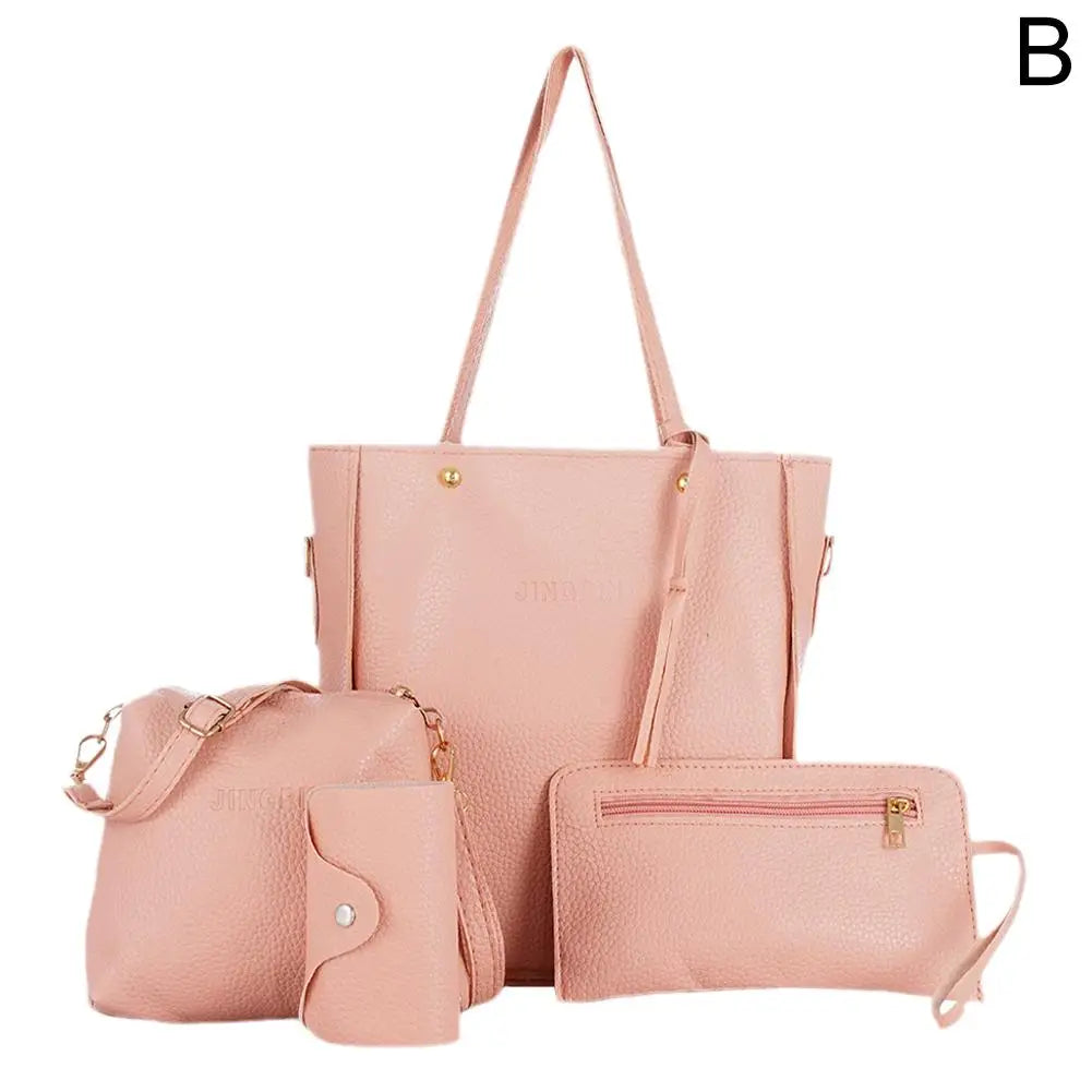 4pcs/set Women Handbag Messenger PU Leather Shoulder Bag