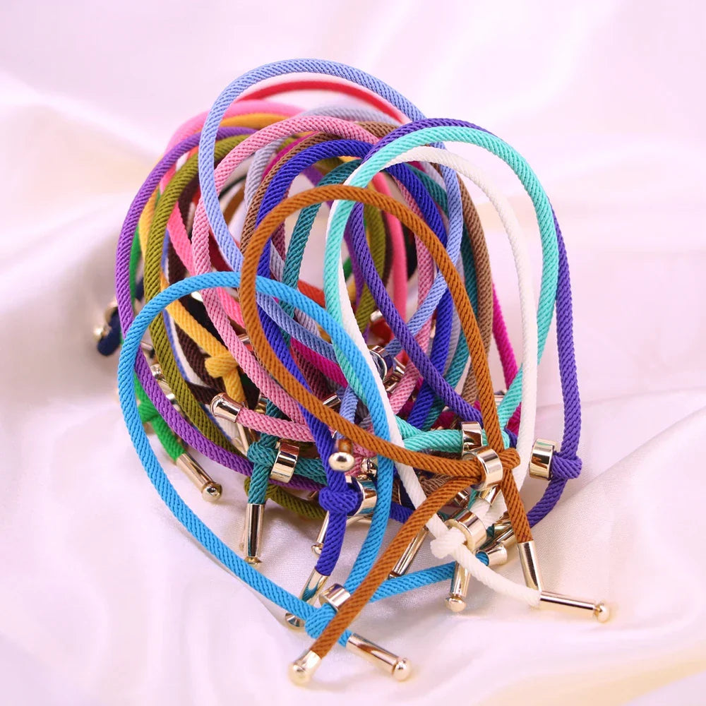 50PCS, Colorful Thread Rope Couple Bracelet Gold Copper