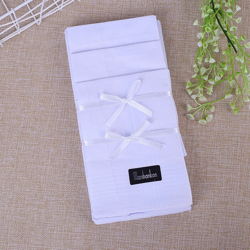1pcs Mens White Handkerchiefs 100% Cotton Square Super