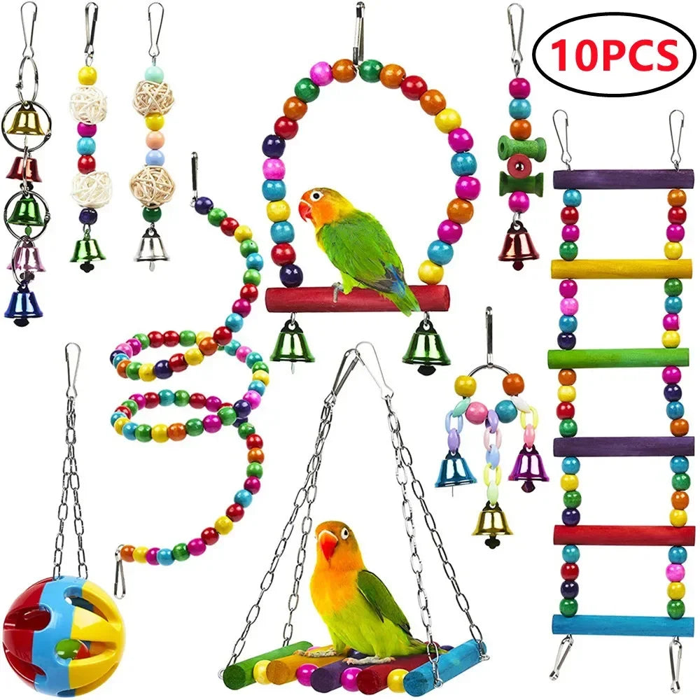 Toys Standing Bell Swing Toy Parrot Bird Combination