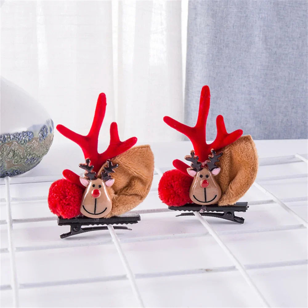2pcs Pack Cute Reindeer Ears Hair Clip Classic