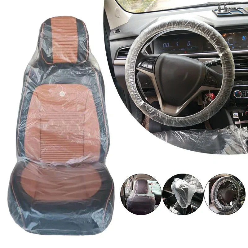 50Pcs Disposable Car Seat Covers Transparent Waterproof Dust