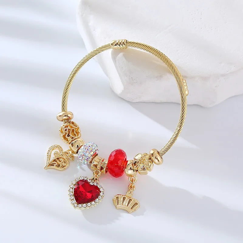Love pendant with adjustable opening for women's bracelet