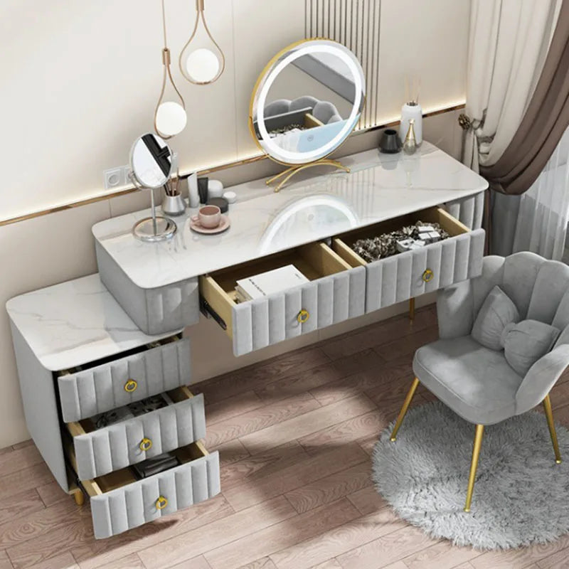 Luxury Nordic Dressing Table Mirror Chair Bedroom LED