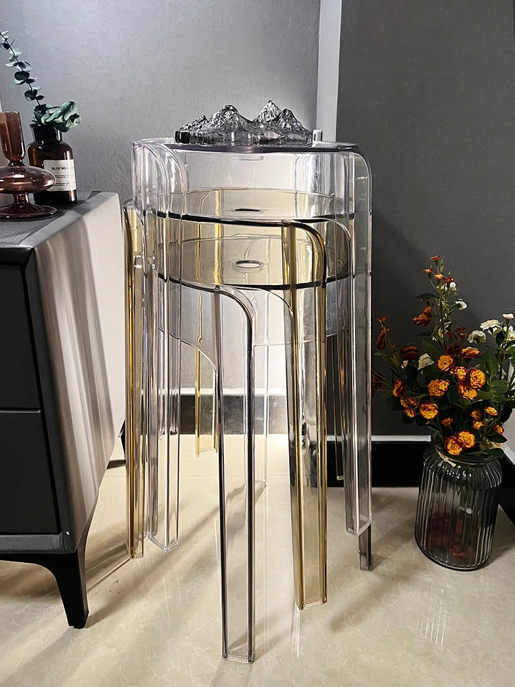 Transparent Plastic Stool Household Thickened Acrylic High Stool