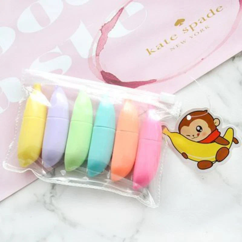 6 Pcs/Lot Capsule Eggplant Shape Cartoon Highlighters School