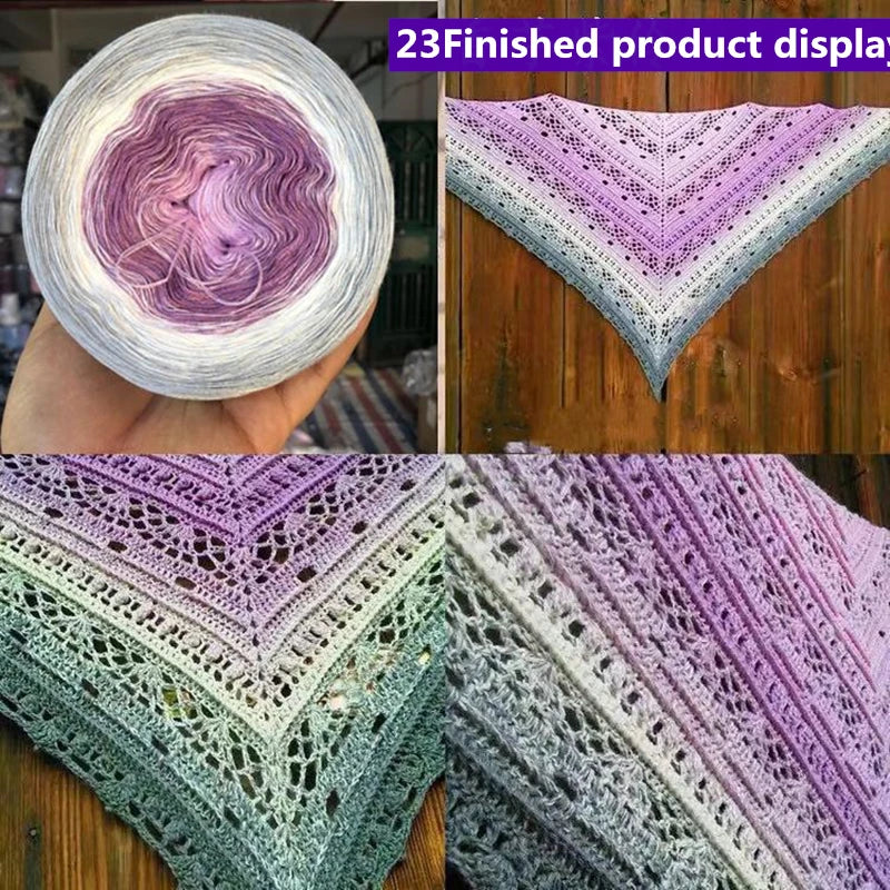 300g Cake Gradient Color Crocheted Shawl Blanket DIY