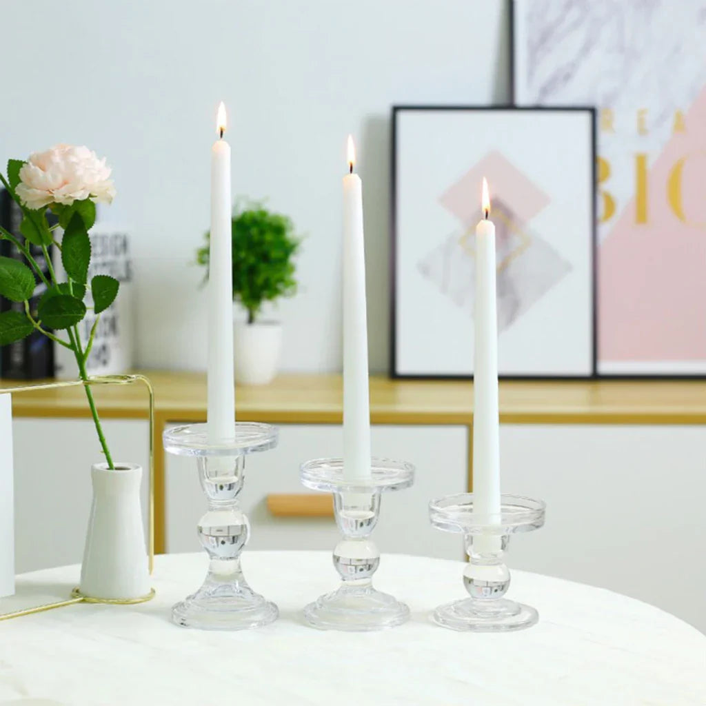 Transparent Glass Candle Holders Candlesticks for Home Office
