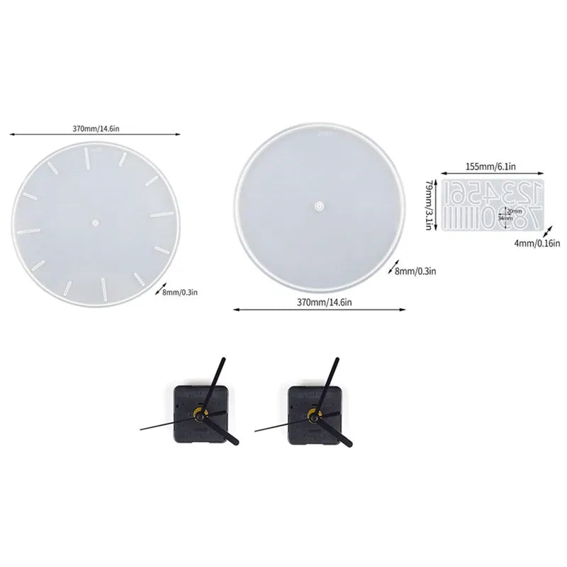 Clock Resin Molds Large 14'' Roman Numerals Silicone