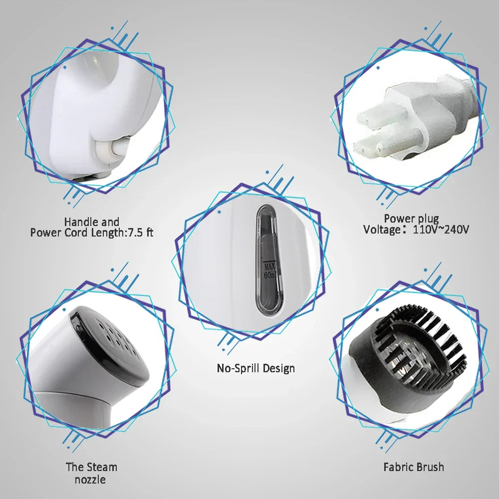 Garment Steamers 60ml Handheld Fabric Steamer 7 Holes