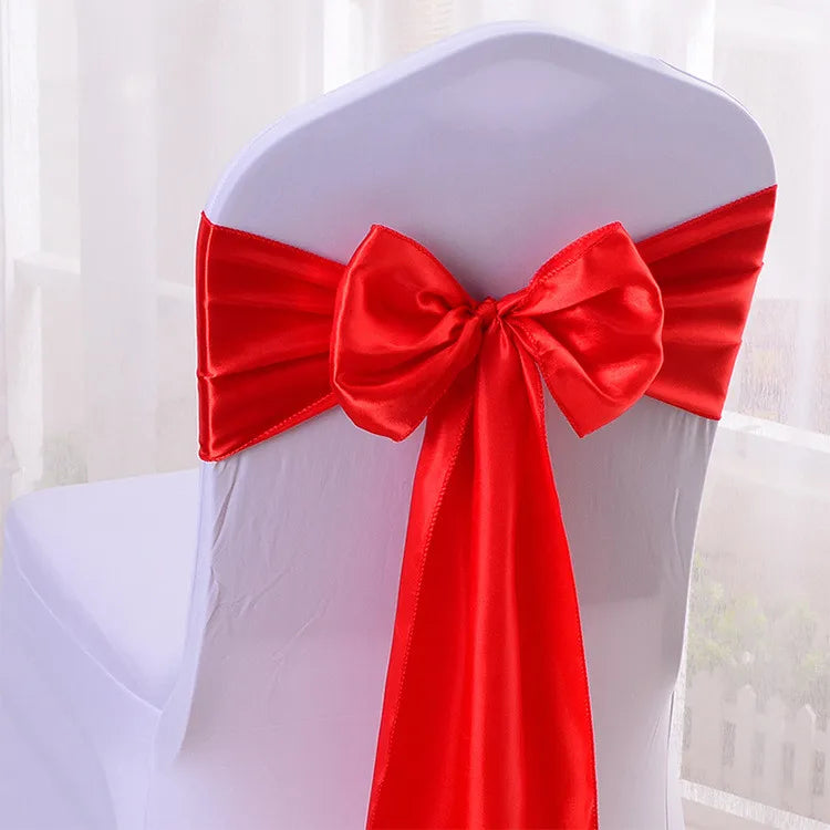 10/50/100pcs Satin Chair Bow Sashes Wedding Chair Knots