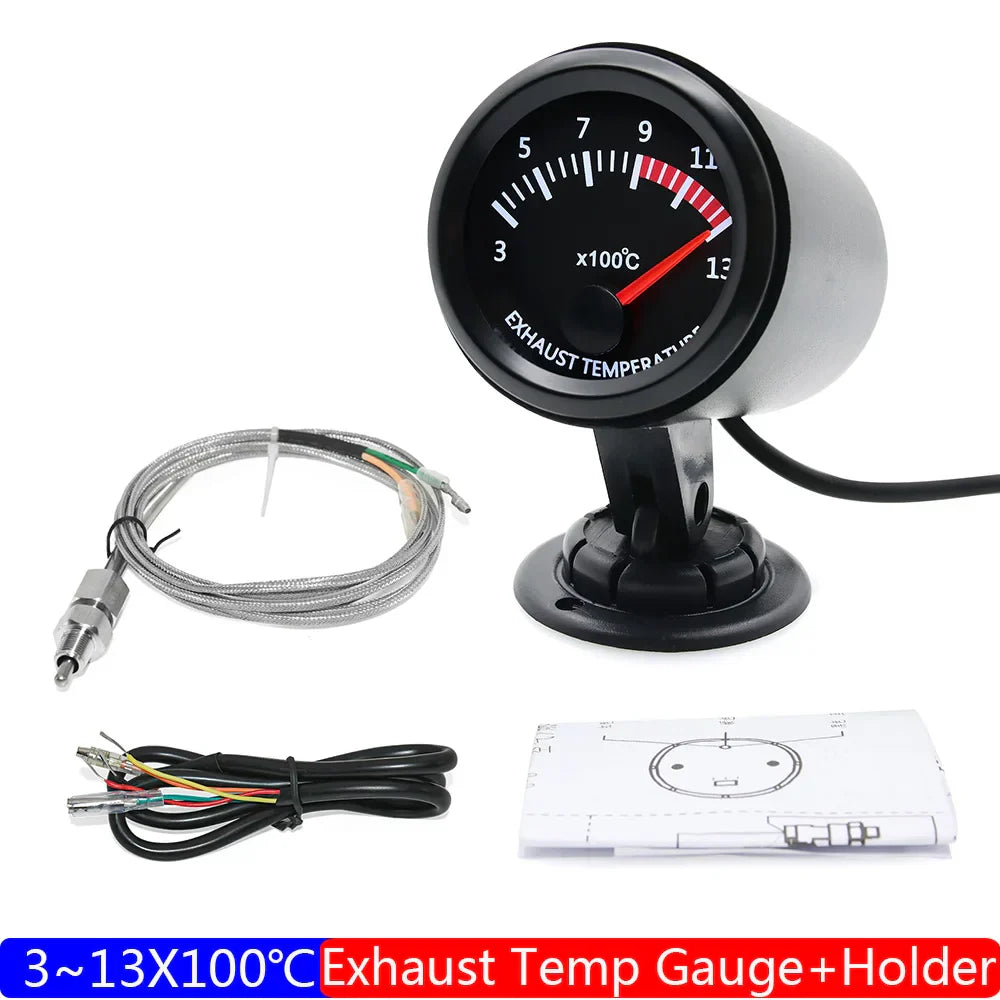 2" 52MM White LED Exhaust Gas Temperature Gauge - EGT Meter with Sensor for Gasoline Cars (3~13X100℃)