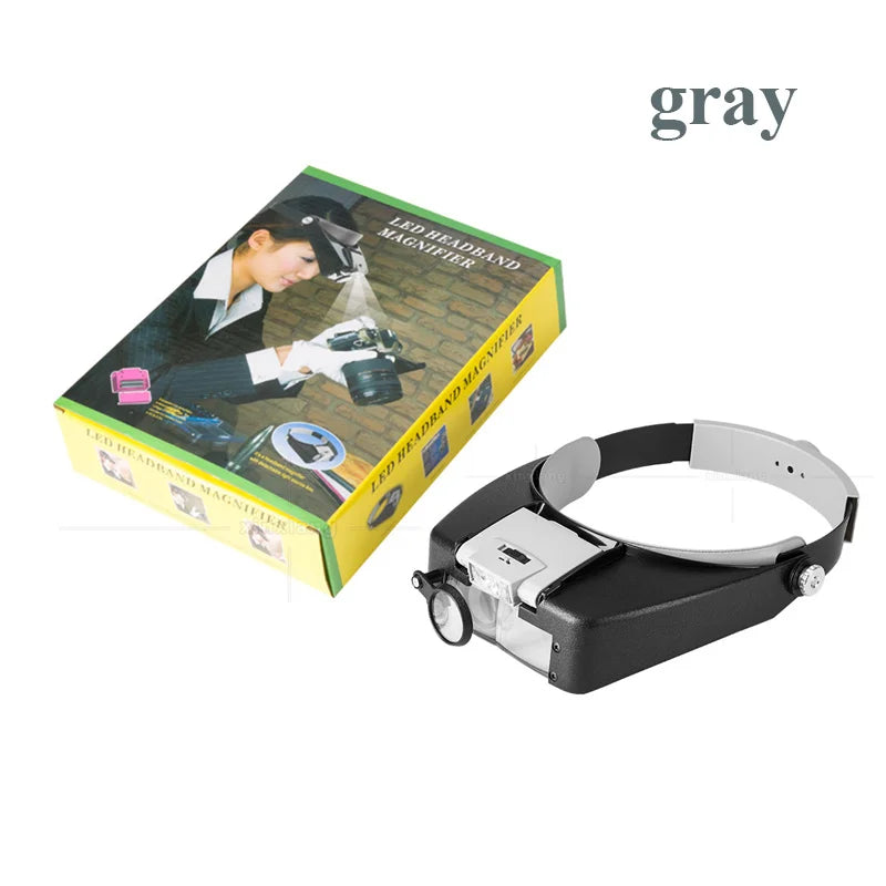 Head-Mounted Magnifier LED Illumination 1.5X 3X 8.5X 10X