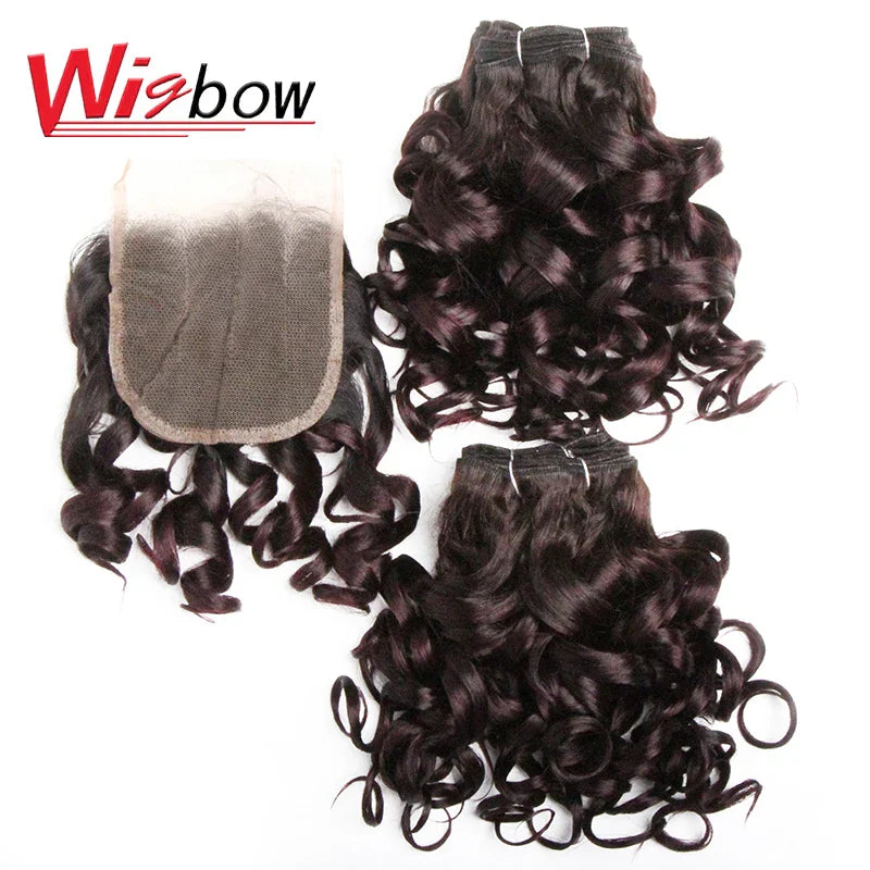 Human Brazilian Hair Weave Bundles With Closure Ombre