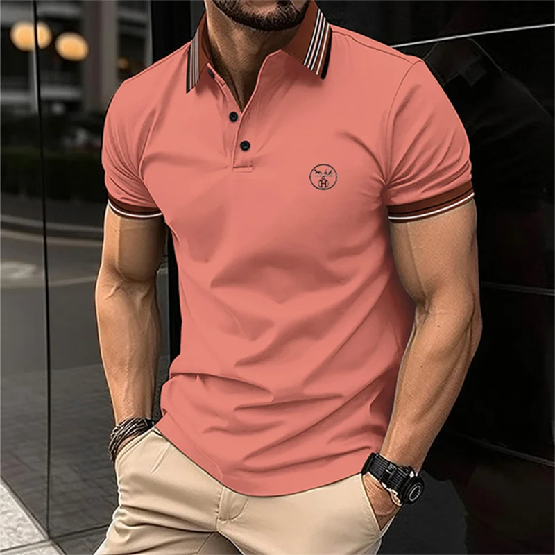 Solid Color Versatile Boutique Men's polo shirt Business