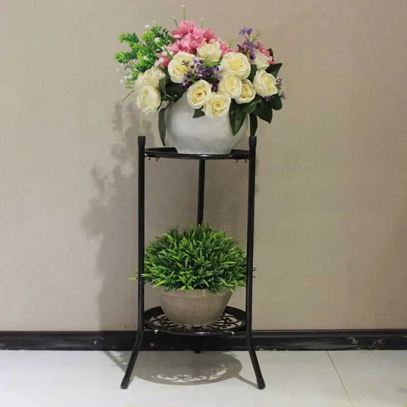 2-Tiered Tall Plant Stand Metal Plant Shelf Supports