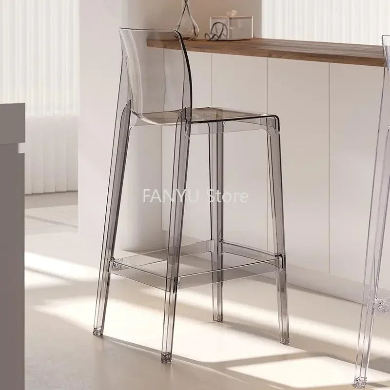 Nordic Acrylic Transparent Bar Chairs Modern Backrest Household