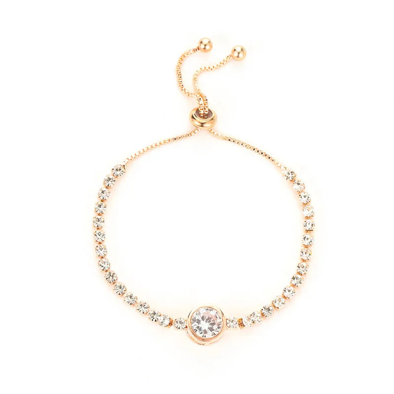 Full of Rhinestones Adjustable 18K Gold Plated Stainless