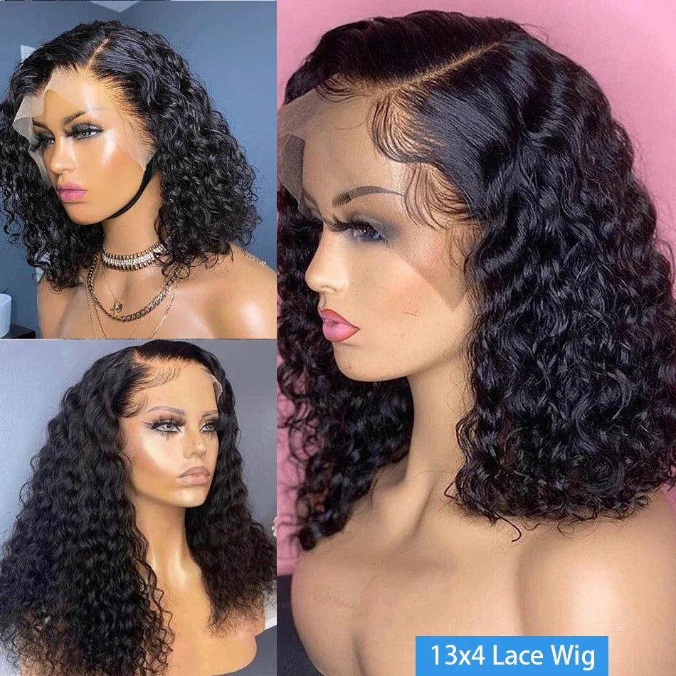 13x4 Deep Wave Lace Front Bob Wig 180