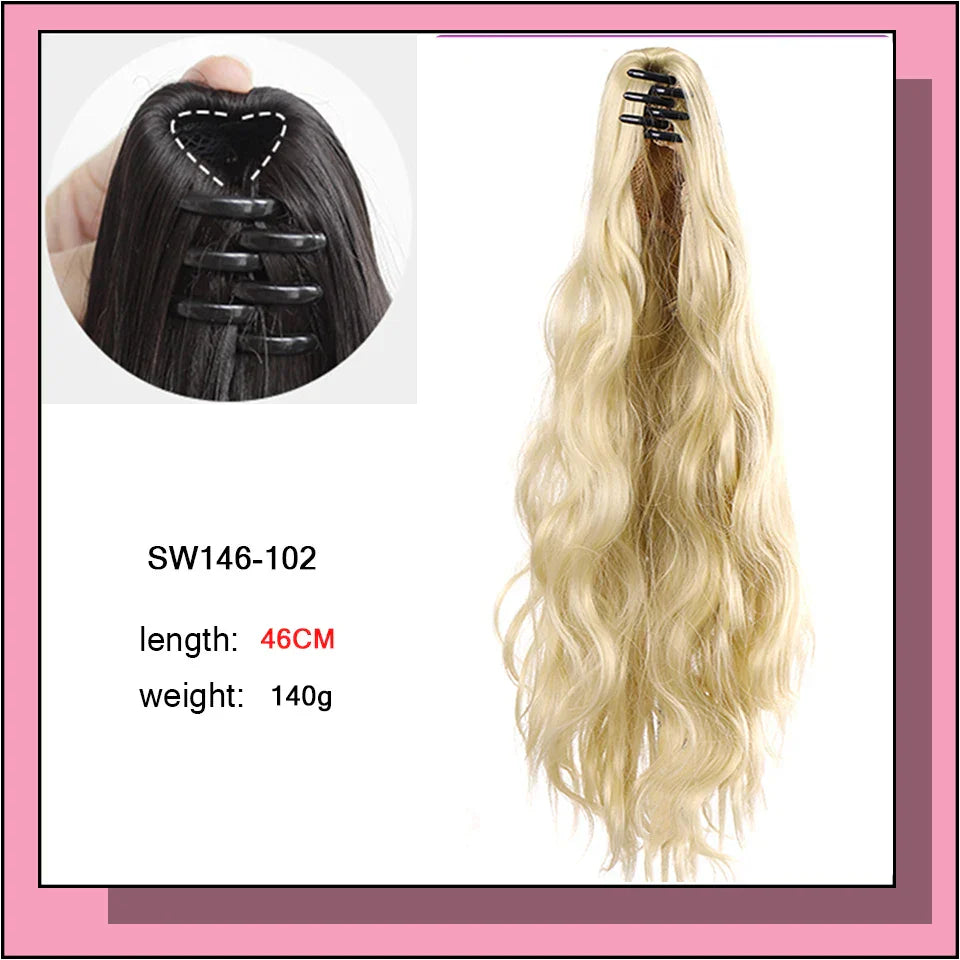 AS Long Wavy Straight Claw Clip On Ponytail