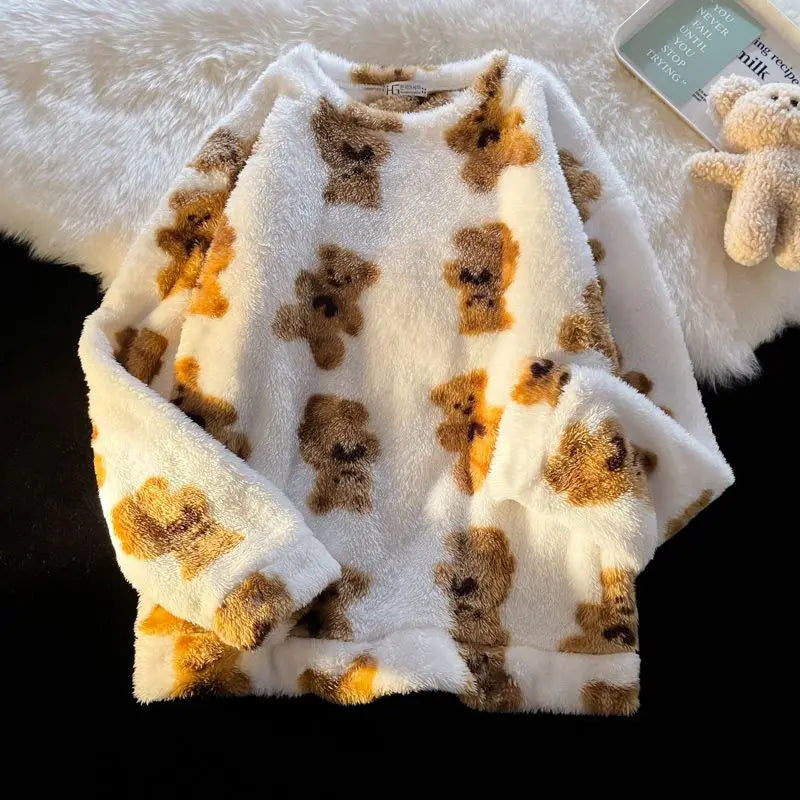 Sweater Male Winter Brushed Luxury Clothing Fleece Flannel