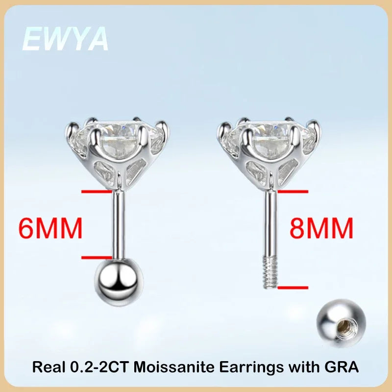 EWYA 925 Sterling Silver 0.2-2ct D VVS1 6