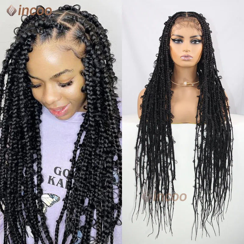 36" Jungle Synthetic Braids Wig Square Knotless Butterfly