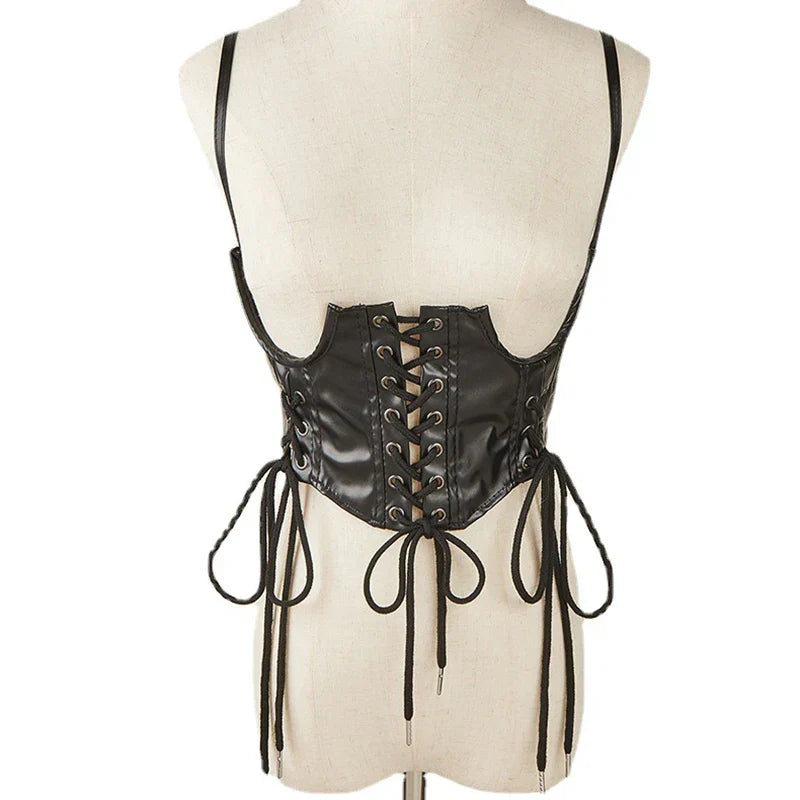Punk Wide Waist Belt PU Leather Corset for