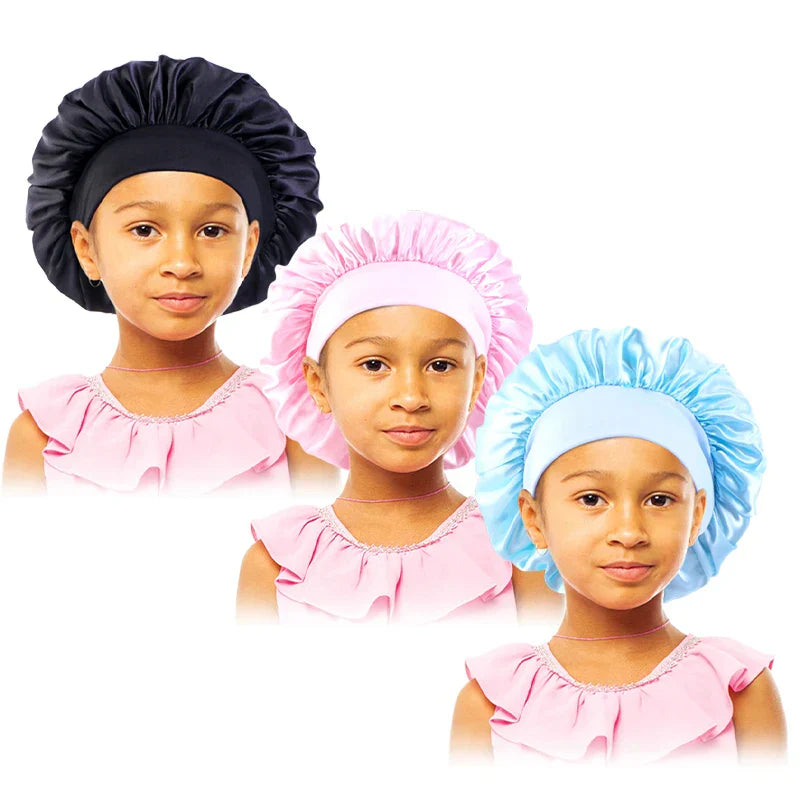 3PCS/LOT Children Elastic Sleepcap Kids Simple Solid Color